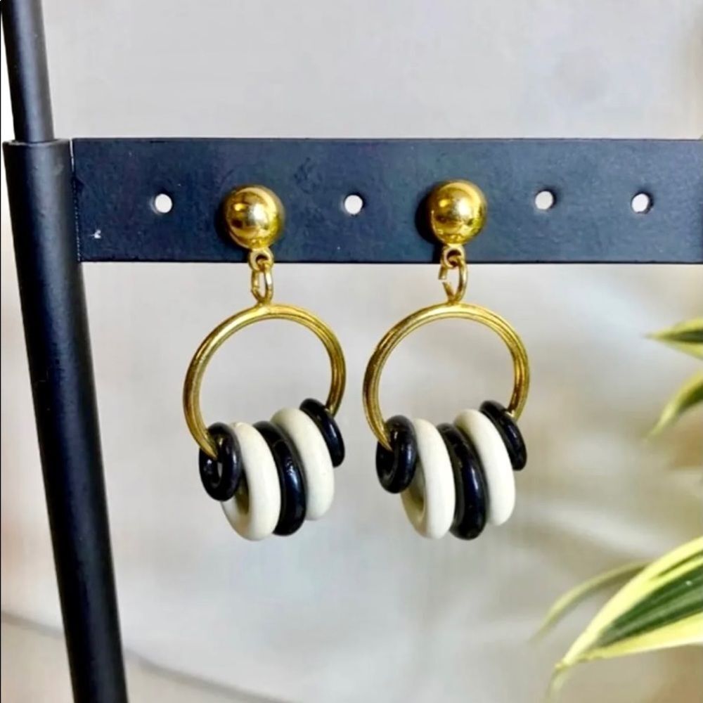 Retro Zebra Stripe Hoop Earrings
